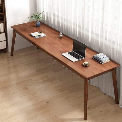 Grand bureau double en bois de noyer du milieu du siècle pour bureau à domicile, table d'écriture solide pour deux personnes, bureau extra long de 180,3 x 50,8 x 76,2 cm avec espace commun