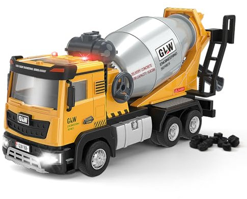 LTFIOON Véhicule de Construction, 1:40 Camion toupie à béton, Camion Jouet, Engins de Chantier Jouet avec Lumière et Son, Métal Transporteur pour Enfant Garçon Fille 3 4 5 6 Ans