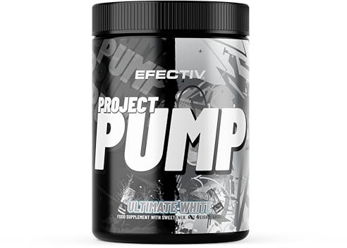 Efectiv Project Pump Pre Workout Powder - Stimulant Free Pre Workout with Citrulline, Nitrosigine, Rednite for Vicious Pumps & Enhanced Focus - Vegan, 40 Servings, Made in UK, Ultimate White