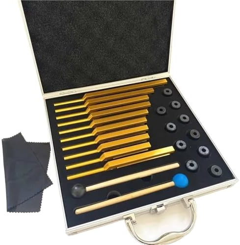 Stämgaffel inställningsgafflar set slagverksinstrument 174/285/396/417/528/639/741/852/963/432 stämningsgaffelset för ljudläkning (guldkostym)
