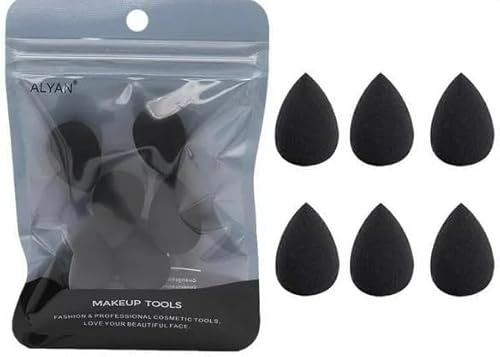 6Pcs Black Mini Makeup Sponge, Blenders and Sponges, Small Beauty Sponge Blender Set for Foundation, Powder, Concealer Highlight,and Eye Shadow Makeup Brushes and Tools