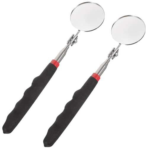 Jiavlyx 2 Pezzi Specchietti Ispezione Auto, Specchio Ispezione Telescopico, Telescopici Fino 24-73cm/9.4-28.7, 360 Specchio di Ispezione Rotante, Specchio D'ispezione Circolare