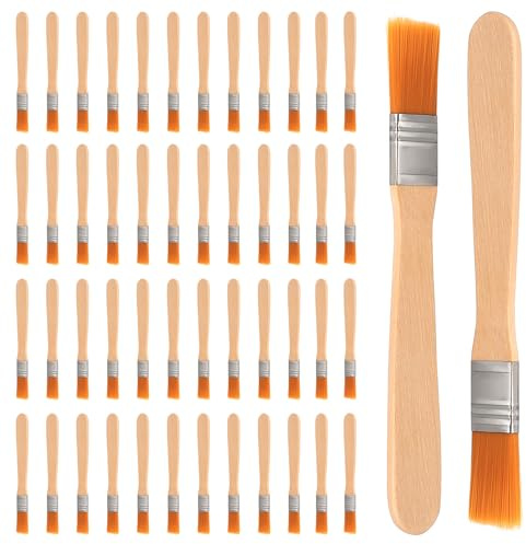 Set di 50 pennelli a setola, set di pennelli piatti, con manico in legno, 13,5 cm, piccoli pennelli per vernice, fai da te, per pittura, colori artistici, set di pennelli per finestre