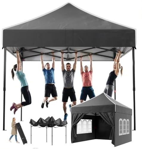 Devoko Tonnelle Pliant 3x3m Imperméable, Robuste, Résistant à l'hiver, Hauteur Réglable, avec 4 Panneaux Latéraux, Protection UV 50+, pour Jardin, Terrasse, Camping, Noir