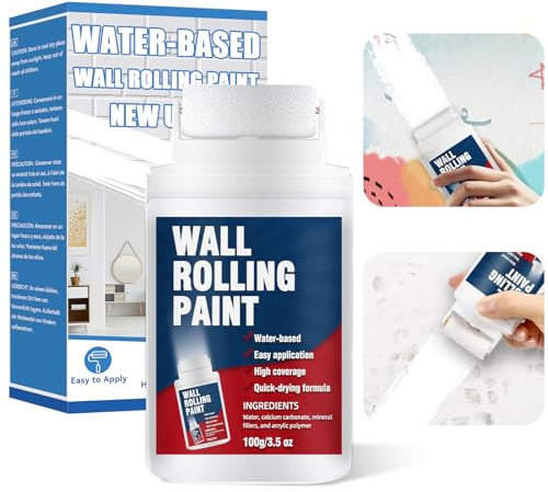 HuakChai Rodillo Pintura Pared, Rodillo de Pintura para Reparar Parede a Base de Agua Para Reparación de Paredes, roller paint portátil para paredes, Pintura Blanca Interior para manchas y rayones
