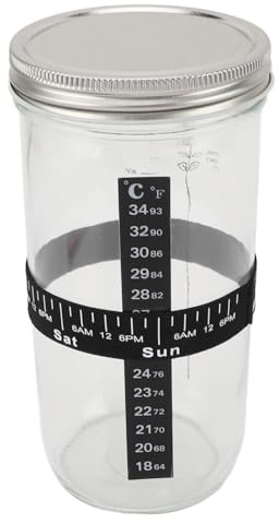 Fydun Kit de Démarrage de Pain au Levain avec Pot en Verre de 34 Oz, Grattoir en Silicone, Thermomètre et Bande élastique de Marquage d'alimentation pour une Cuisson Facile du Pain