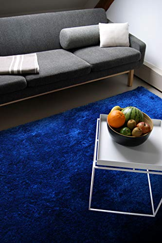 floor factory Moderner Teppich Delight blau 160x230cm - edler Designer Teppich mit flauschig weichem Flor