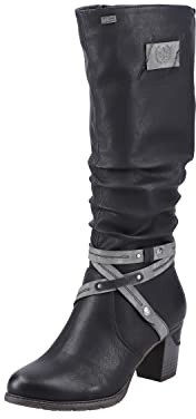 Rieker 96054, Bottes Hautes Femme, Noir (Schwarz/Smoke 00), 36 EU