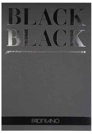 Honsell 19100392 Fabriano Black Block - Papel negro profundo con superficie mate sin revestimiento, 300 g/m², DIN A3, 20 hojas, ideal para pastel, lápices de colores y marcadores