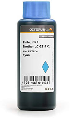 Druckertinte kompatibel für Brother LC-3211, LC-3213, DCP-J 572, DCP-J 770, DCP-J 772, DCP-J 774, MFC-J 490, MFC-J 491, MFC-J 497, MFC-J 890, MFC-J 895 Cyan 250 ml