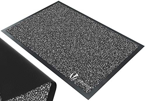 VOUNOT® Zerbino Ingresso Casa da Esterno, Tappeto Entrata Interno, Resistente Sporco, Antiscivolo e Essorbente, 90x120 cm, Grigio-Nero