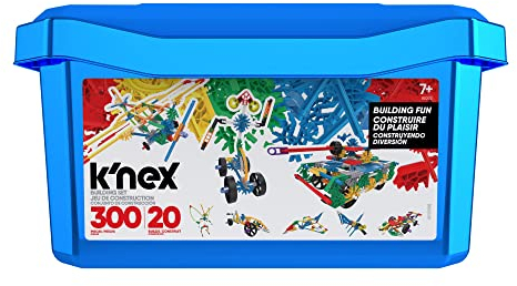 K'NEX | Model Building Fun Tub Set | 3D Educational Toys for Kids, 300 Piece Stem Learning Kit, Engineering for Kids, 20 Model Building Construction Toy for Children Ages 7+ | Basic Fun 80202