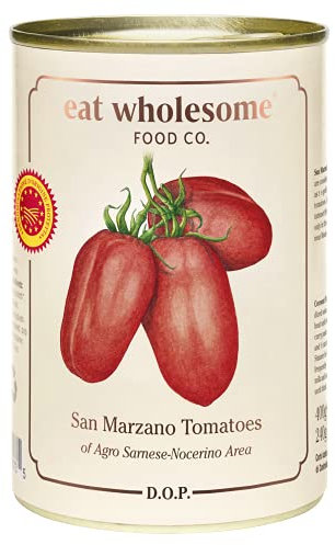 Eat Wholesome San Marzano Tomatoes DOP, 400g (Pack of 12) - Naturally Sweet, good for Pasta Sauces, Pizza Sauces and More, Vegan, Non-BPA Lining, CO2 Neutral Packaging