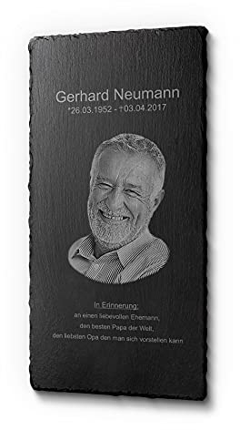 CHRISCK design Schiefertafel für den Außenbereich - Innenbereich | Grabstein mit schönen Motiven und Einer schönen Gravur | Gedenkstein für Menschen mit Gravur - 30x60 cm