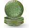 vicrays Ceramic Dinner Plates Set, 10.5 Inch, Set of 6, Round, Microwave, Oven, Dishwasher Safe, Scratch Resistant, Porcelain Fluted Suitable for Steak, Pasta, Pizza, Home, Party, Green