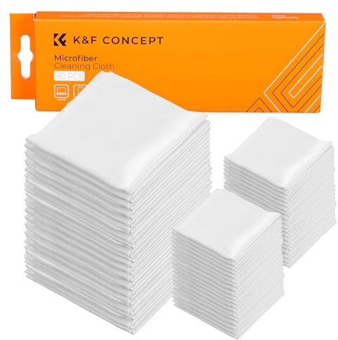 K&F Concept Mikrofiber rengöringsdukar - 80-pack rengöringsduk för rengöring av kameralinser, glasögon, skärmar, kameror, glasögon, LCD-TV-skärmar, surfplattor tvättbara | Vakuumförpackade, dammfria och lätta att transportera rengöringsdukar för glasögon, kamera, surfplattor och skärm, MC03
