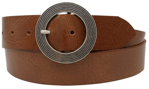 AnnaMatoni Damen Leder Gürtel Vollleder Runde Schließe in Rindleder 4cm breit ECHT LEDER (100, braun)