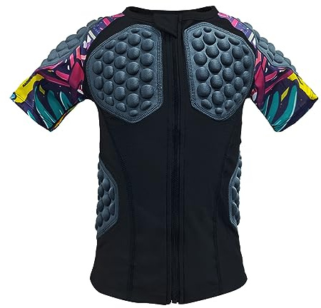Topeter Camisa acolchada de compresión para niñas, softbol, corazón, protección de esternón, camisas para béisbol, baloncesto, fútbol, color rosa YS