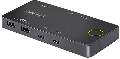 StarTech.COM Switch KVM USB-C à 2 Ports, Moniteur HDMI Simple 4K 60Hz -Double Ports PD 100W - Alimentation par Bus - Compatible USB Type-C/USB4/Thunderbolt 3/4 - Commutateur KVM (C2-H46-UC2-PD-KVM)