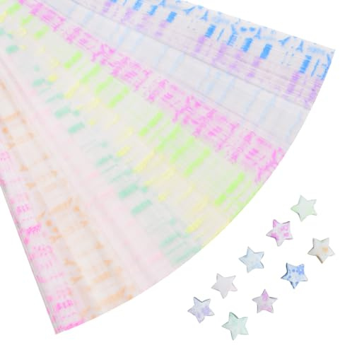 URROMA Tiras de papel luminosas de estrella de origami, 630 piezas de corona y torre de patrón de flores, tira de papel de estrella de color sólido, tiras de papel de decoración de estrellas de la