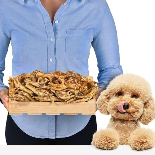 Piedi di pollo per cani 1 kg (circa 45–55 pezzi) | Snack premium da masticare essiccato all’aria | 100% pollo | Cura dentale e supporto articolare | Senza cereali e ipoallergenico