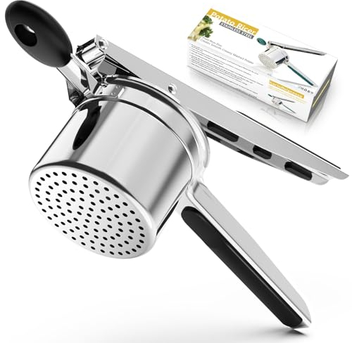 Kartoffelpresse,Spaghettieispresse,405ML Heavy Duty kartoffelstampfer edelstahl machen flauschige Kartoffelpüree,feste Ricer Disc ohne Unordnung, mit bequemen Silikongriff,Spülmaschinenfest
