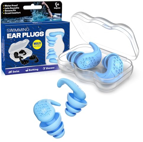 Schwimm Ohrstöpsel, 2 Paar Wasserdichte, Wiederverwendbare Schwimmstöpsel – Extra Bequem für Schwimmer, Dusche, Baden, Surfen, Pool & Wassersport (für Erwachsene, Jugendliche & Kinder ab 9 Jahren)