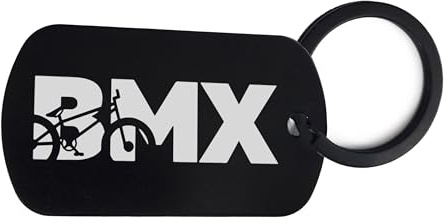 Lauthings Porte-clés BMX Bike Street Sport, porte-clés, en acier inoxydable, plaque d'identité pour chien, Noir , taille unique