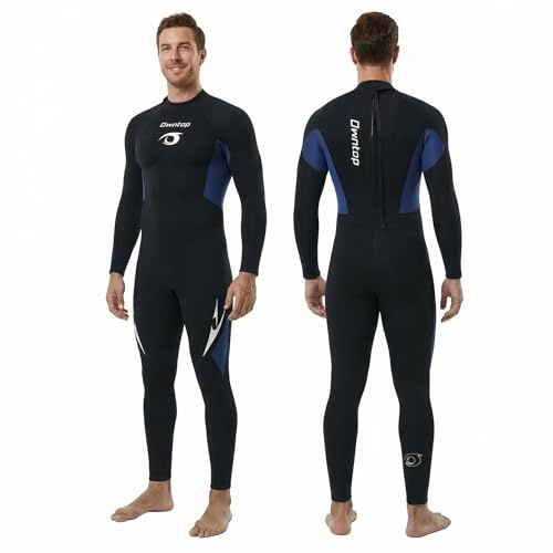 Owntop Muta da sub in neoprene da 5 mm, per uomo e donna - Muta completa spessa, cerniera posteriore, maniche lunghe, UPF50+, mantiene al caldo, costume da bagno per immersioni subacquee, surf, nuoto