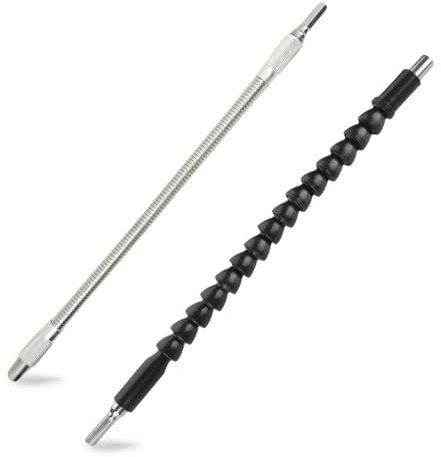 Wonvify Rallonges Flexibles de Foret, perceuse D'extension Flexible, Flexible perceuse visseuse electrique, Arbre Flexible pour Perceuse Visseus Tournevis, 1/4'' Tige Hexagonale, 295mm (2 Pièces)