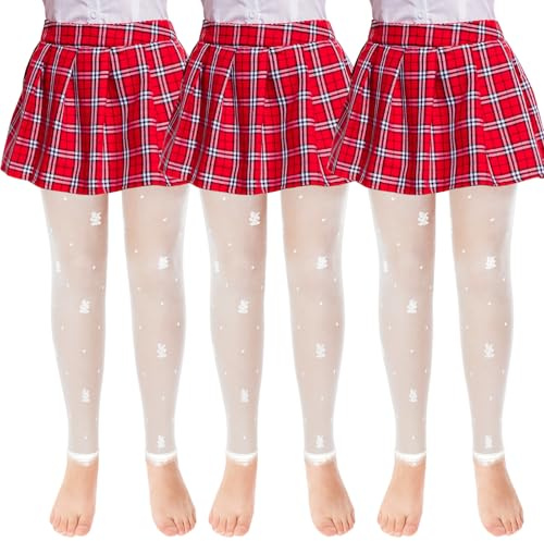 ouhos 3 pares de leggings de ballet sin pies para niñas, suaves, para bailar, escuela, deportes, leggings para niños de 5 a 13 años, blanco, 3-5 años