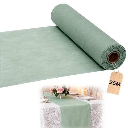 Forbabe Camino de mesa decorativo de fieltro de 30 cm x 25 m, color verde eucalipto