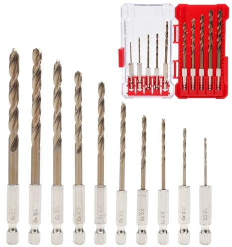 TMZELOA Set Punte Trapano Cobalto M35 10 Punte HSS Cobalt Ø1,5–6,0mm con Gambo Esagonale Antiscivolo Punte Trapano Metallo per Acciaio Inox Acciaio Temprato Ghisa Rame Resistente al Calore e Duraturo