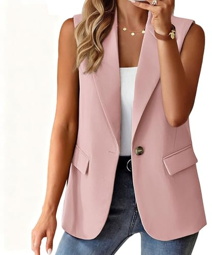 Novlewign Gilet sans manches pour femme - Blazer boutonné ouvert sur le devant - Veste habillée - Tenue décontractée - Vêtements de travail de bureau