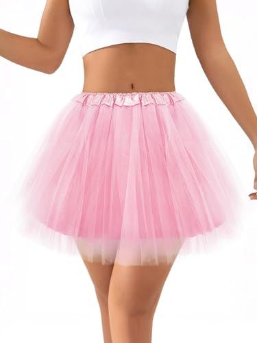 CHONGQILAO Jupe en Tulle Femme, Rétro Jupe Tulle Ballet Tutu Danse Classique, Jupes Tutu Rétro Années 80, Taille Élastique Jupette Danse Classique pour Femme pour Carnaval, Halloween, Cosplay, Danse