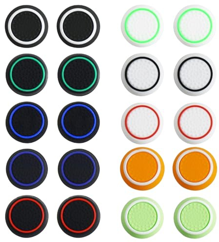 20 Pezzi Copri Analogici Grip, Tappi Pulsanti in Silicone Copertura di Protezione, Cappucci per Joystick Grip, Copertura Tappi Thumbstick, per Controller PS5/PS4