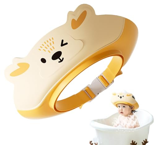 Sombrero de ducha de bebé, sombrero de lavado de pelo para bebé - Visor de dibujos animados plegable champú Protección de oído Protección de la cabeza de la cabeza - Suministros de baño para