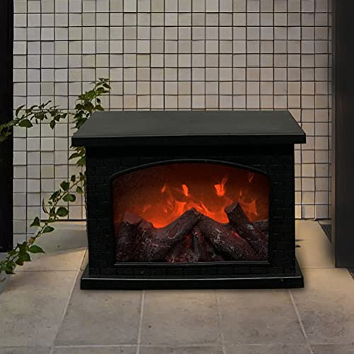 Gonetre Simulation Fireplace Lantern Flameless LED Fake Fire Place Tabletop Fireplace Decor for Indoor Outdoor Decoration Effect Battery USB Powered No Heater Function (Assorted Color)