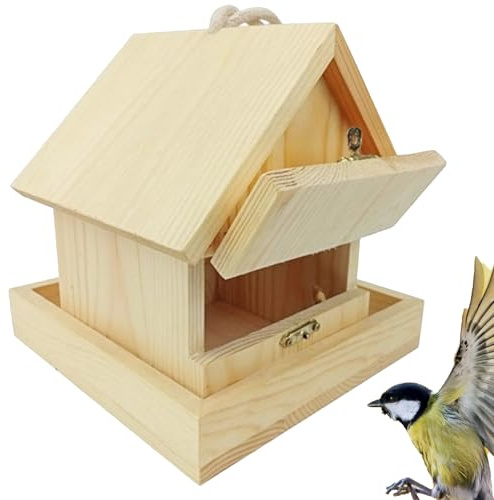 Refugio para pájaros al Aire Libre, cabaña Decorativa de Madera, Colgante de jardín, rústico Resistente a la Intemperie, Refugio de hábitat aviar, Madera Maciza, Patio Trasero, Estructura de