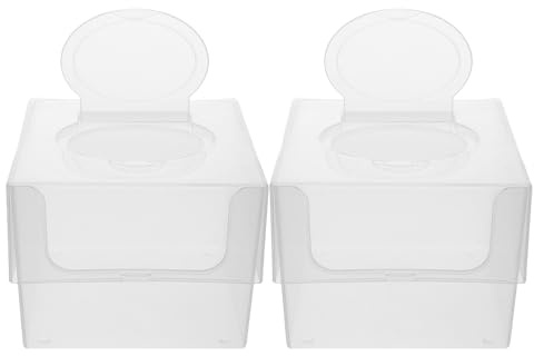 ULDIGI Caja Cuadrada para Toallitas Húmedas Infantiles, 2 Unidades, Recipiente de Plástico Transparente Tapa Abatible para Pañuelos de Tela No Tejida