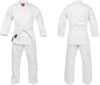Angry Ape Deshi Kids Karate Suit 8oz 100% Cotton Gi White with FREE White Belt (140cm)