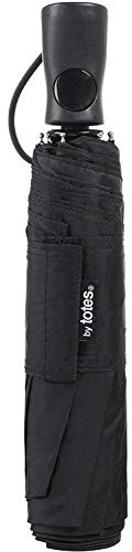 TOTES MINI AUTO OPEN RAIN SUNGUARD UMBRELLA (Black)