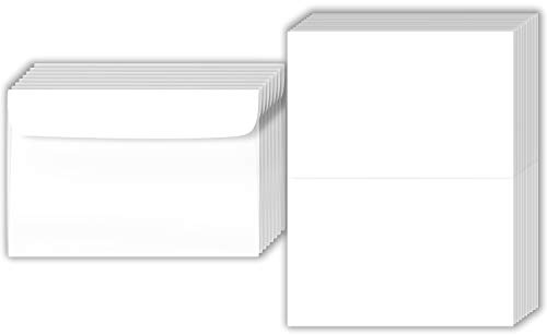 Big Blank Scored Folding Cards Set – 8.5 x 11” White Cardstock and 6 x 9” Envelopes | Perfect for Business Greetings, Invitations, Bridal Shower, Birthday, Weddings | Bulk 50 Cards and 50 Envelopes