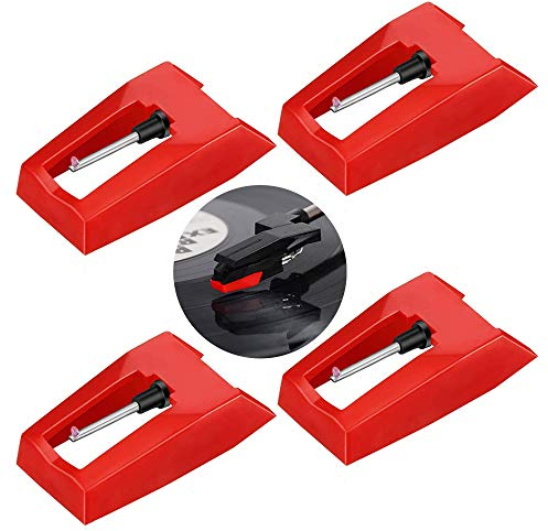 Aiguille Diamant de Remplacement,4 Pack Pointe de Lecture Aiguille Tourne Disque Universel Platine Vinyle Aiguilles pour Platine Diamant pour Tourne Disque Vinyle