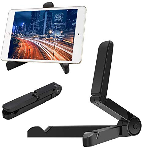 Aketo S-396 Ultra Strong Adjustable iPad Stand, Tablet Stand, Tablet Holder, Folding Universal size Compatible with every smartphone for great stability, Black