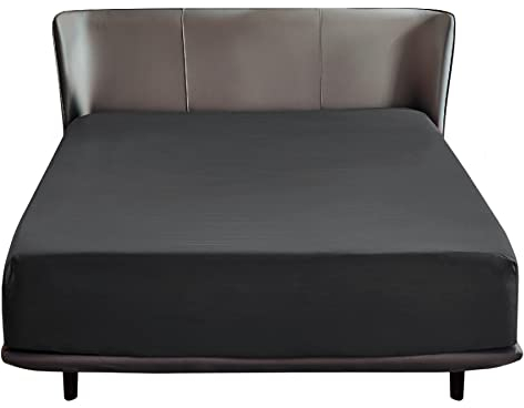 Bedsure Spannbettlaken 160x200cm Boxspringbett Topper - Polyester Mikrofasermaterial Bettlaken 160x200 cm für Matratzenhöhe bis 30 cm, Weiches Spannbetttuch Leintuch, Schwarz