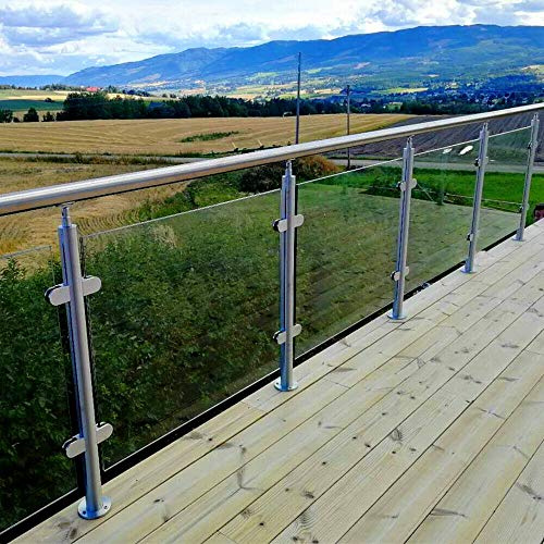Stainless Steel Balustrade Railing 900mm/1100mm Post Grade Glass Clamps Fencing Home (End Post 1100mm)