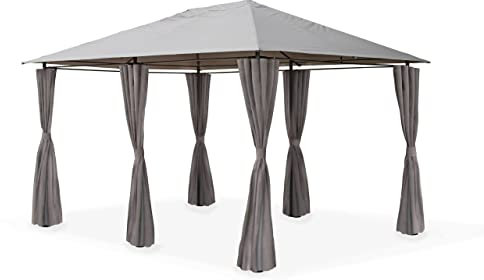 GSD 3m x 4m Large Lilly Gazebo With Side Curtains Grey. Great Gazebo