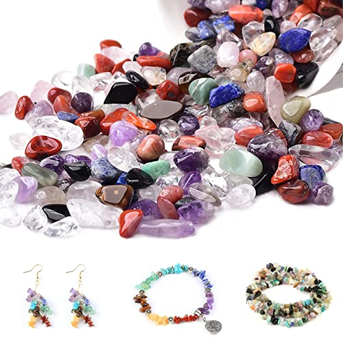 Edelsteinperlen mit Loch,550 Stück Gemischte Farbe Naturform Edelstein 4-8mm Halbedelsteine Perlen Zum Auffädeln Edelsteine Steinperlen Stone Beads für Uffädeln DIY Armbänder Halskette Schmuck Basteln