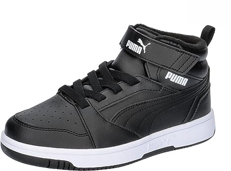 PUMA Unisex Kinder Rebound V6 Mid WTR Ac+ Ps Sneaker, Black White, 34 EU
